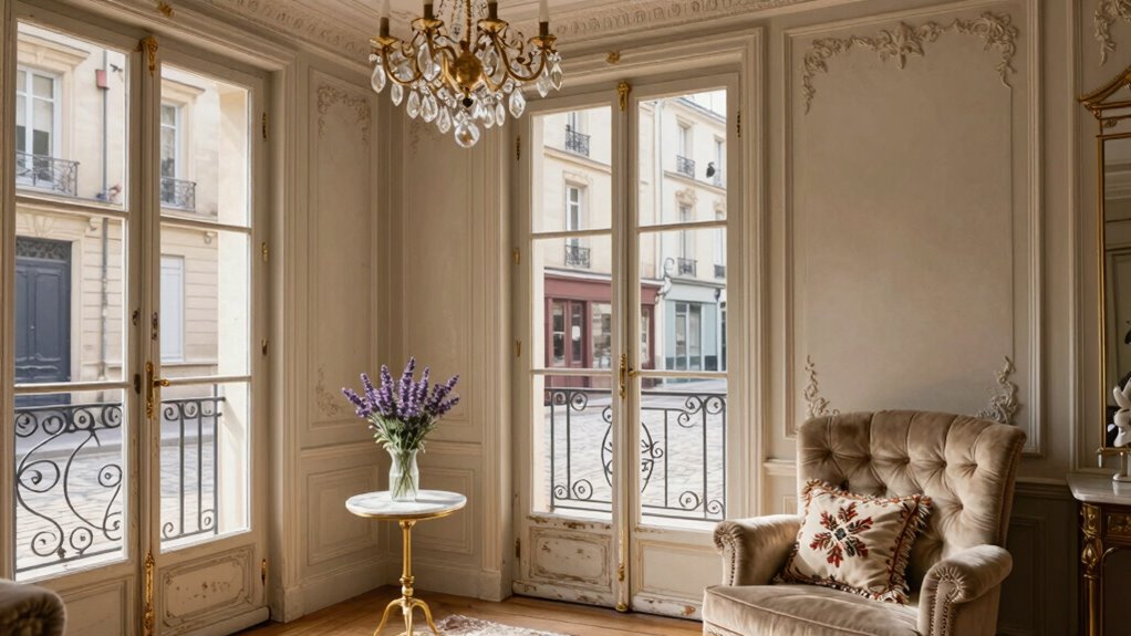 aged mirrors built in shelves layered textures