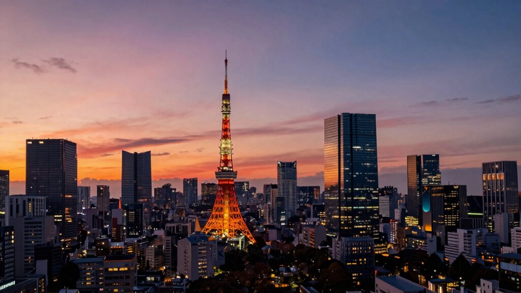 azabudai hills sky lobby sunset view