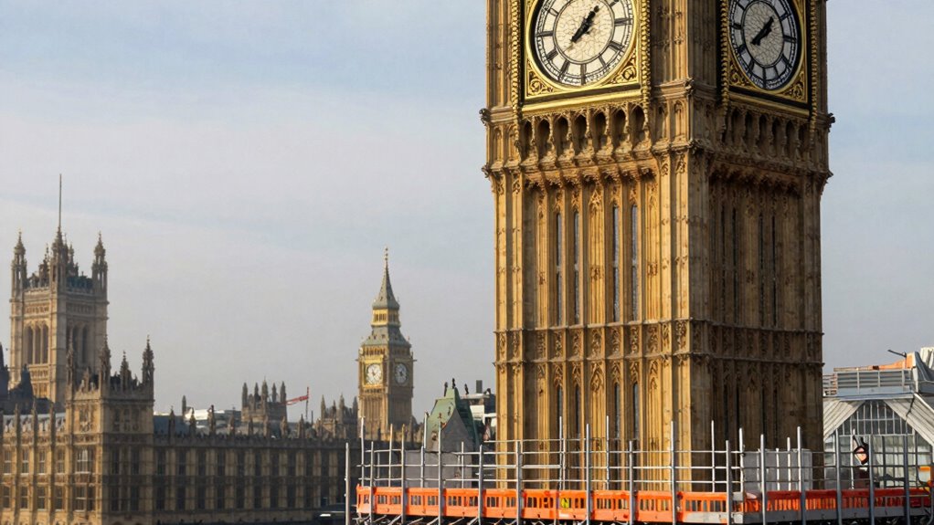 big ben scaffolding sunrise photography