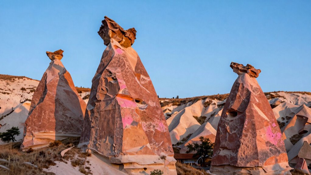 colorful fairy chimneys at dawn dusk