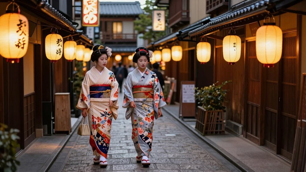 geisha lit gion at dusk