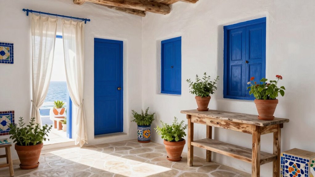 greek coastal palette white blue terracotta