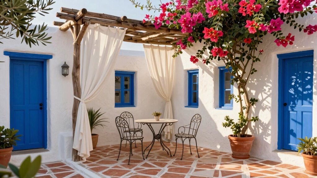 greek courtyard inspired outdoor serenity