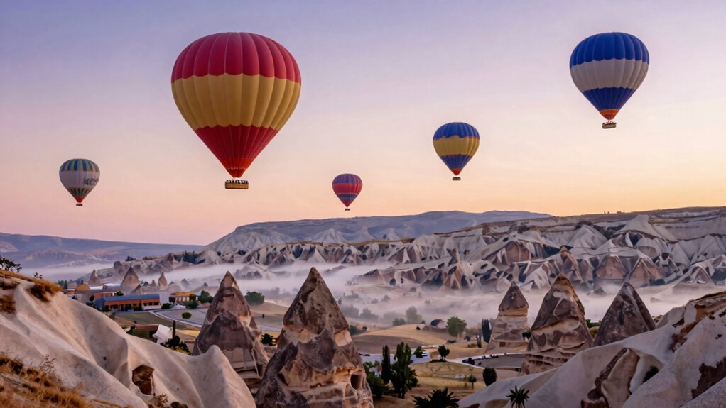 hot air balloons at cappadocia sunrise