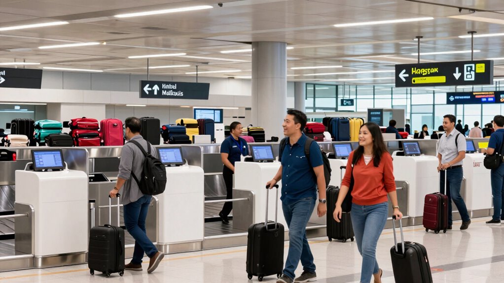 immigration baggage customs exit steps