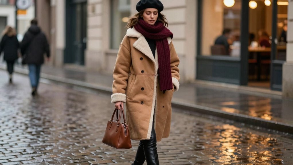layered outerwear for transitional elegance