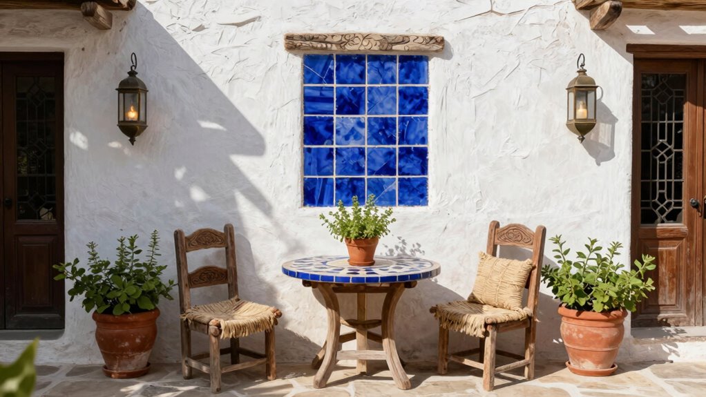 limewashed walls olive wood tiles