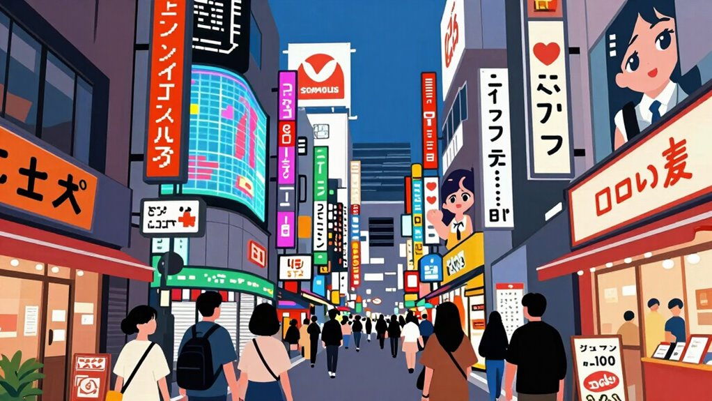 neon lit street level tokyo vignettes