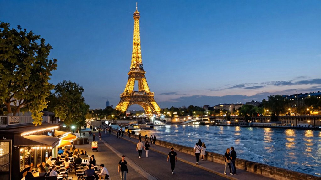 paris by evening sparkles seine strolls