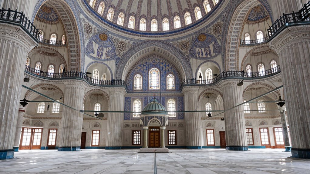 photograph blue mosque interiors quietly