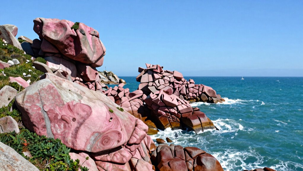 pink granite coast rock formations