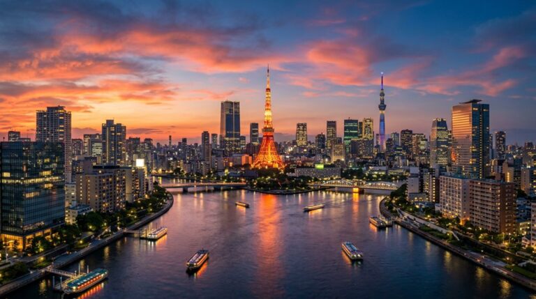 seven tokyo skyline sunset shots