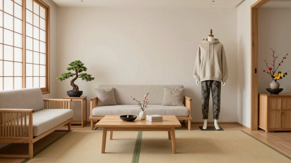 simple balanced japanese inspired living and wardrobe