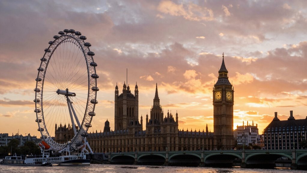 sunrise views over westminster south bank