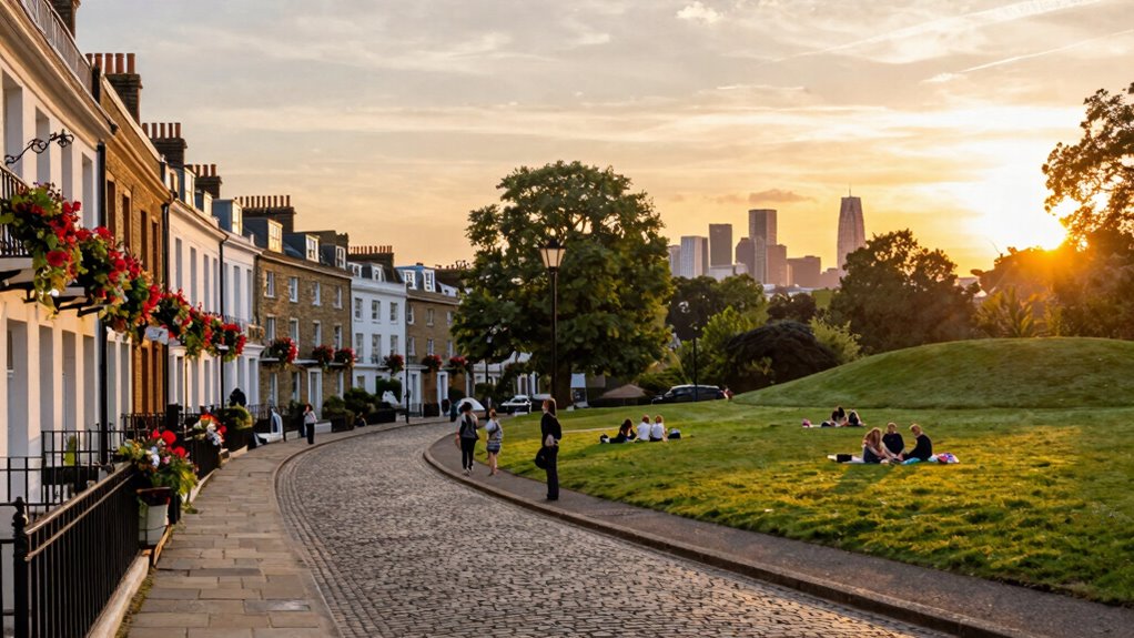 sunset over primrose hill panorama