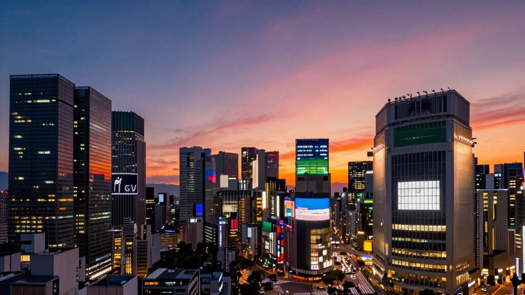 sunset panorama from shibuya sky