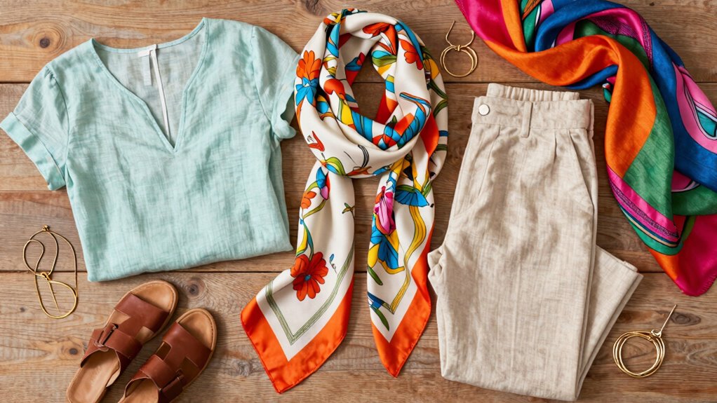 local scarves enhance neutral outfits gracefully